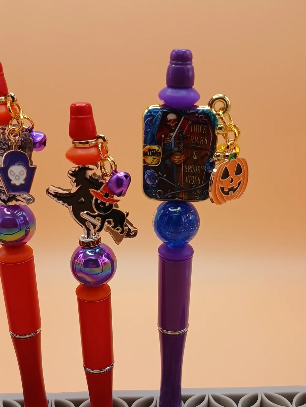 Halloween Charm Pens - Purple & Red (Set of 4)